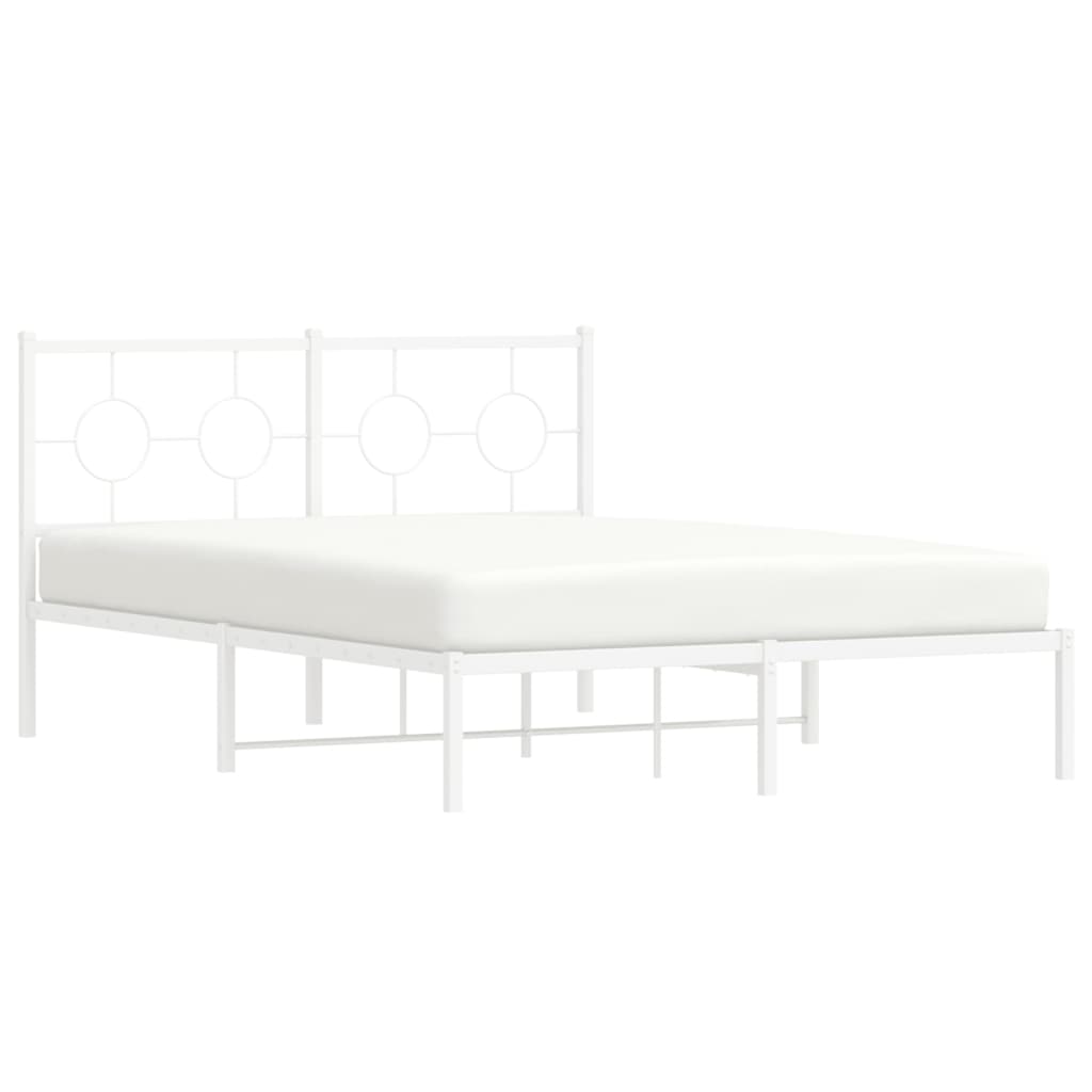 Bedframe met hoofdbord metaal wit 140x190 cm is nu te koop bij PeponiXL, paradijselijk wonen!