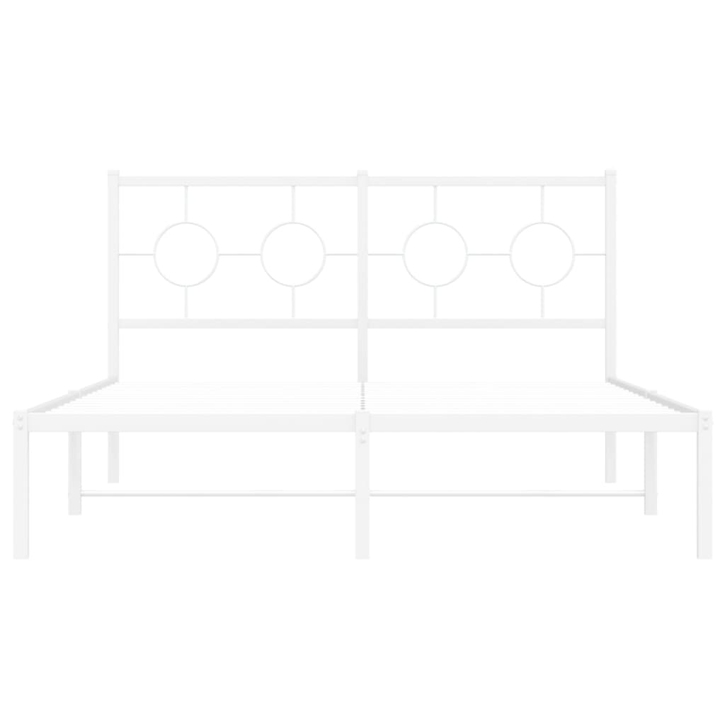Bedframe met hoofdbord metaal wit 140x190 cm is nu te koop bij PeponiXL, paradijselijk wonen!