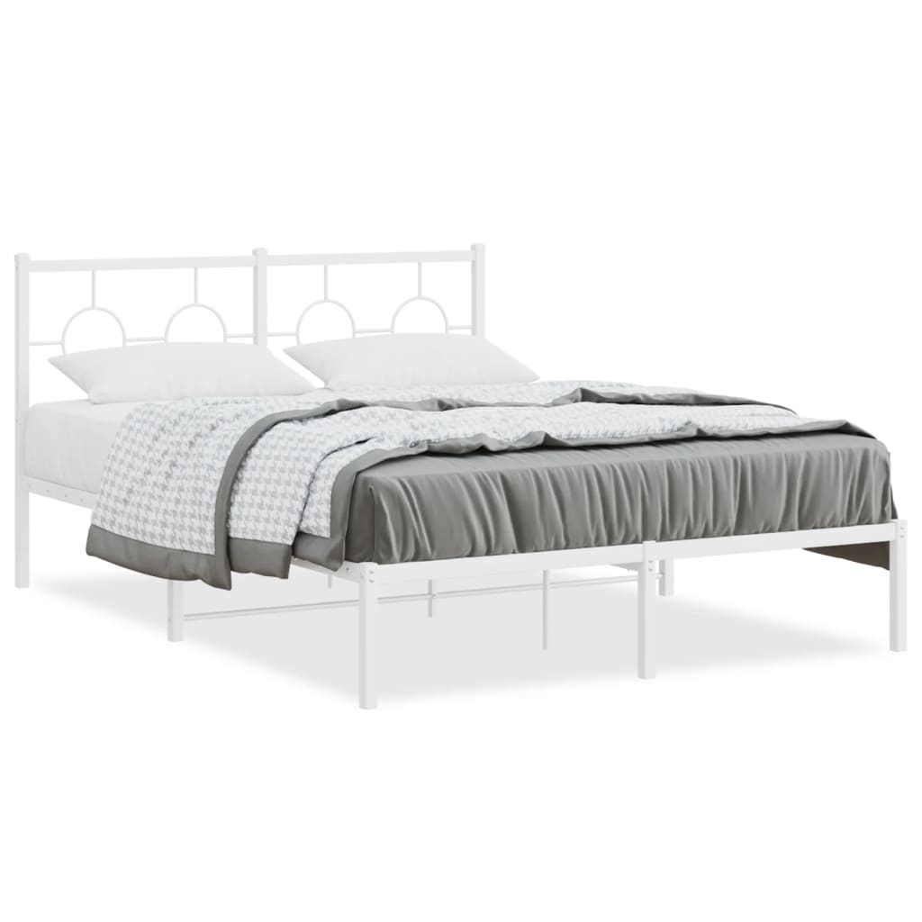 Bedframe met hoofdbord metaal wit 140x190 cm is nu te koop bij PeponiXL, paradijselijk wonen!
