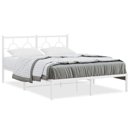 Bedframe met hoofdbord metaal wit 140x190 cm is nu te koop bij PeponiXL, paradijselijk wonen!