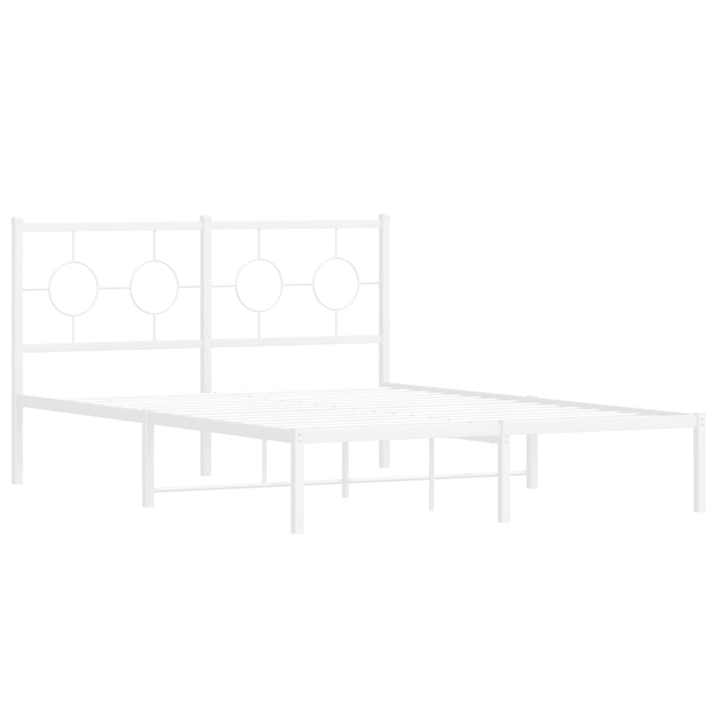 Bedframe met hoofdbord metaal wit 140x200 cm is nu te koop bij PeponiXL, paradijselijk wonen!
