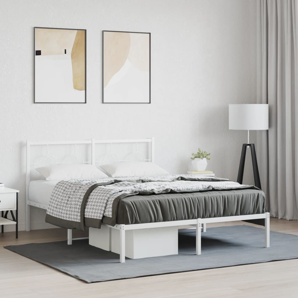 Bedframe met hoofdbord metaal wit 140x200 cm is nu te koop bij PeponiXL, paradijselijk wonen!