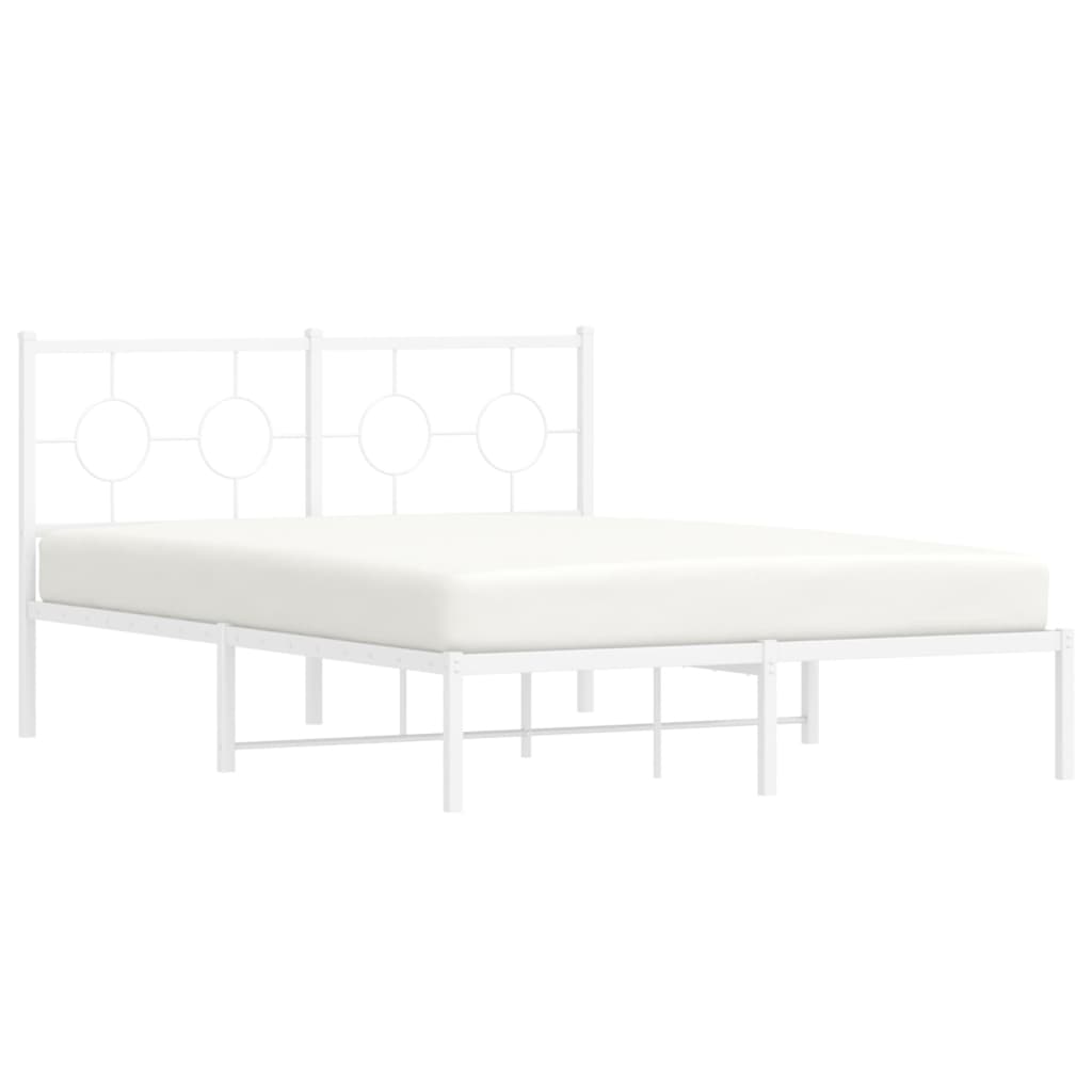 Bedframe met hoofdbord metaal wit 140x200 cm is nu te koop bij PeponiXL, paradijselijk wonen!