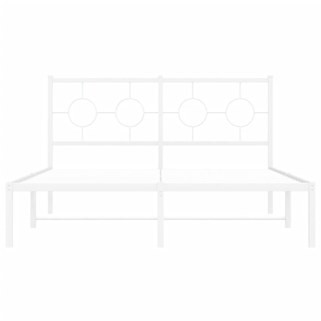 Bedframe met hoofdbord metaal wit 140x200 cm is nu te koop bij PeponiXL, paradijselijk wonen!