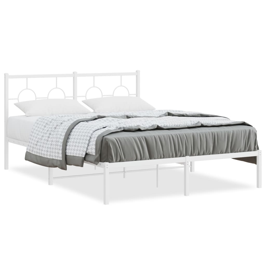Bedframe met hoofdbord metaal wit 140x200 cm is nu te koop bij PeponiXL, paradijselijk wonen!