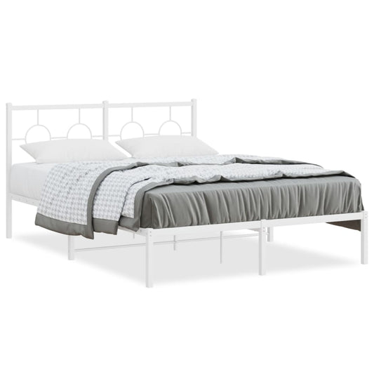 Bedframe met hoofdbord metaal wit 140x200 cm is nu te koop bij PeponiXL, paradijselijk wonen!