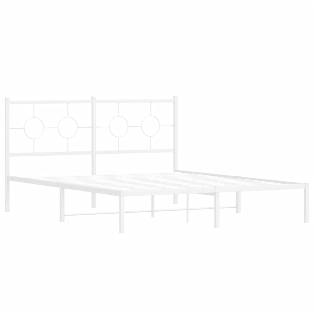 Bedframe met hoofdbord metaal wit 150x200 cm is nu te koop bij PeponiXL, paradijselijk wonen!