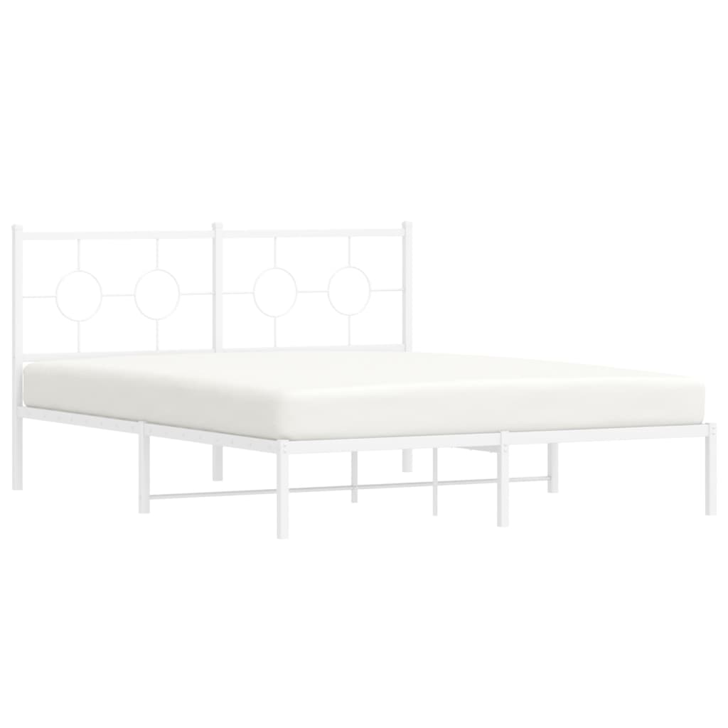 Bedframe met hoofdbord metaal wit 150x200 cm is nu te koop bij PeponiXL, paradijselijk wonen!