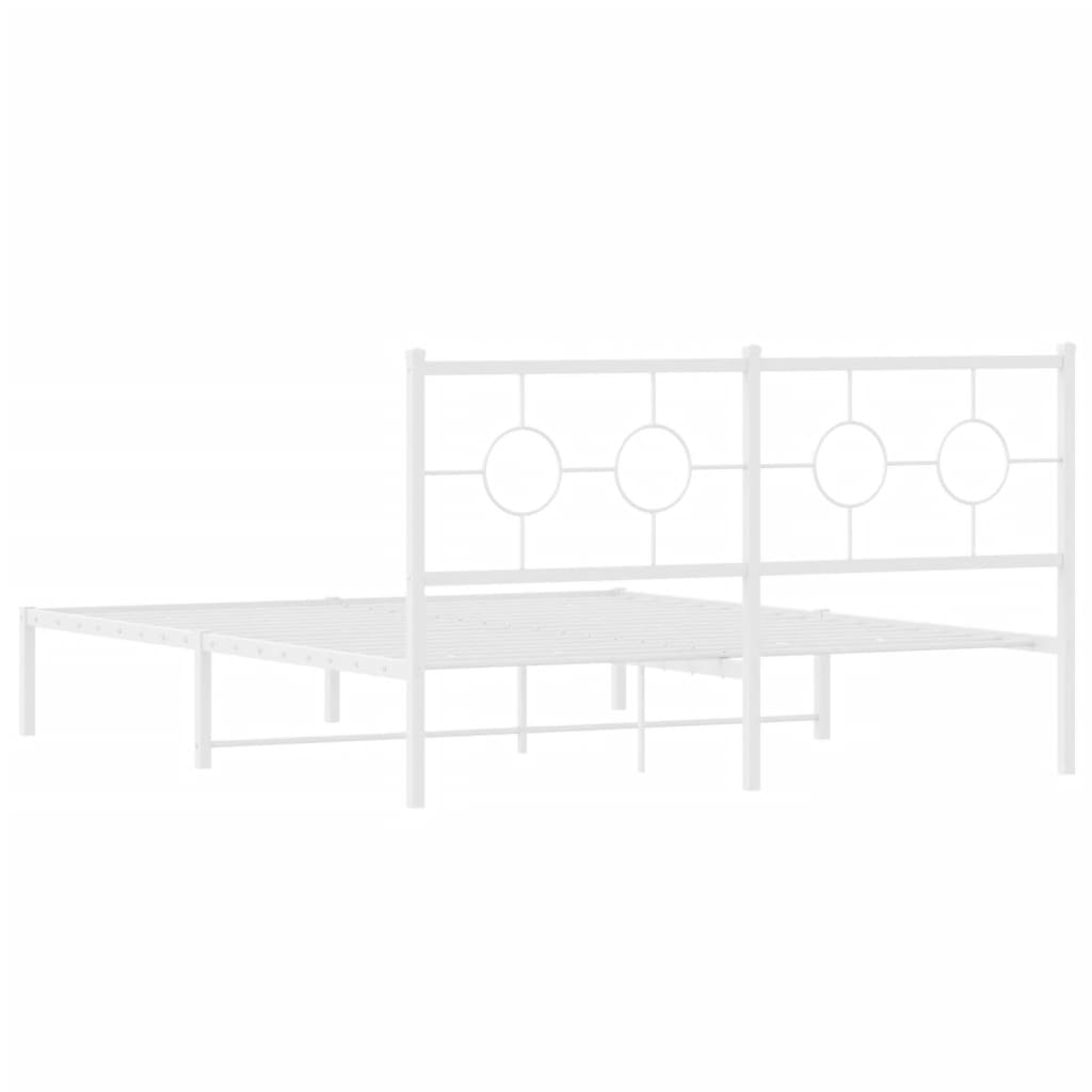 Bedframe met hoofdbord metaal wit 150x200 cm is nu te koop bij PeponiXL, paradijselijk wonen!