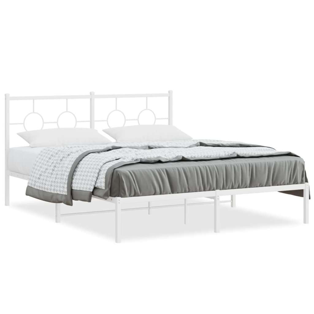 Bedframe met hoofdbord metaal wit 150x200 cm is nu te koop bij PeponiXL, paradijselijk wonen!