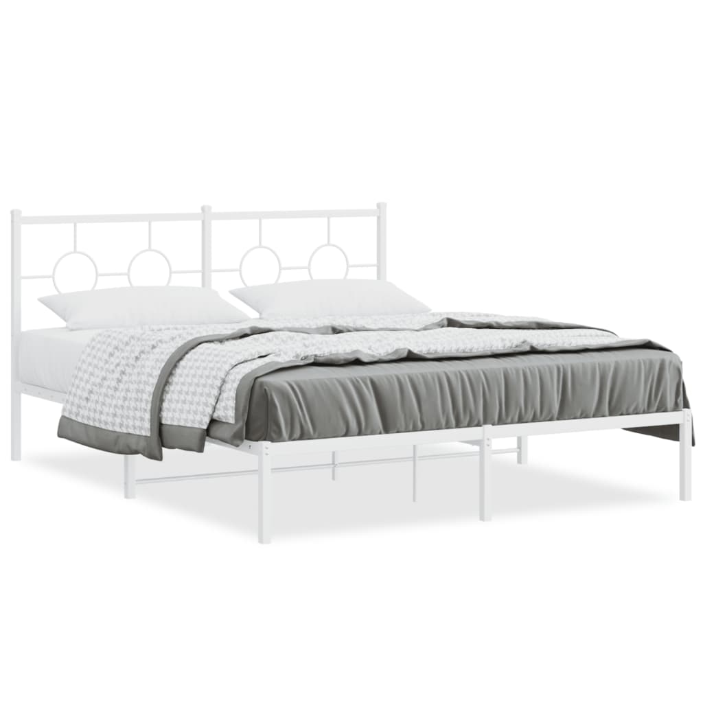 Bedframe met hoofdbord metaal wit 160x200 cm is nu te koop bij PeponiXL, paradijselijk wonen!