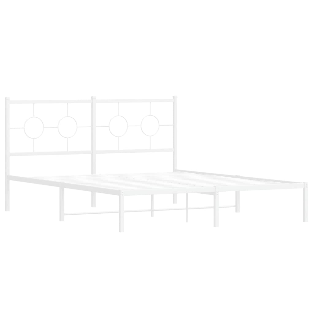 Bedframe met hoofdbord metaal wit 160x200 cm is nu te koop bij PeponiXL, paradijselijk wonen!