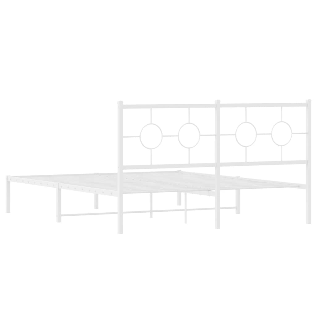 Bedframe met hoofdbord metaal wit 160x200 cm is nu te koop bij PeponiXL, paradijselijk wonen!