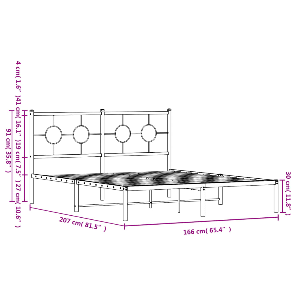 Bedframe met hoofdbord metaal wit 160x200 cm is nu te koop bij PeponiXL, paradijselijk wonen!