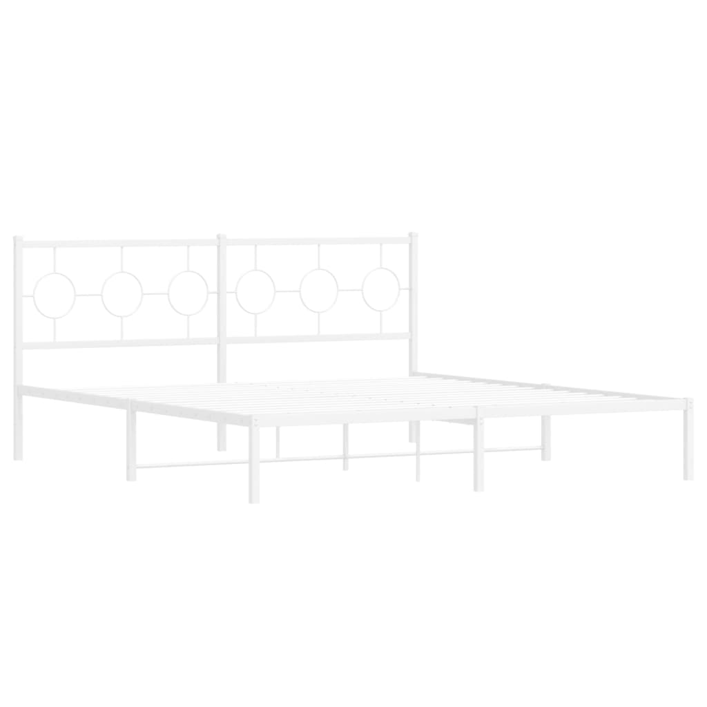 Bedframe met hoofdbord metaal wit 183x213 cm is nu te koop bij PeponiXL, paradijselijk wonen!