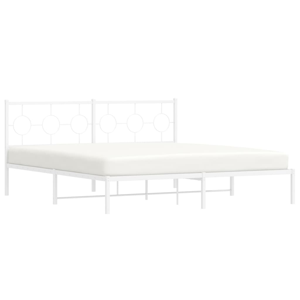 Bedframe met hoofdbord metaal wit 183x213 cm is nu te koop bij PeponiXL, paradijselijk wonen!