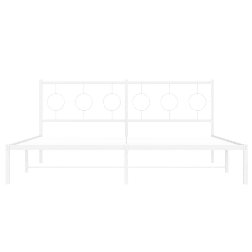 Bedframe met hoofdbord metaal wit 183x213 cm is nu te koop bij PeponiXL, paradijselijk wonen!