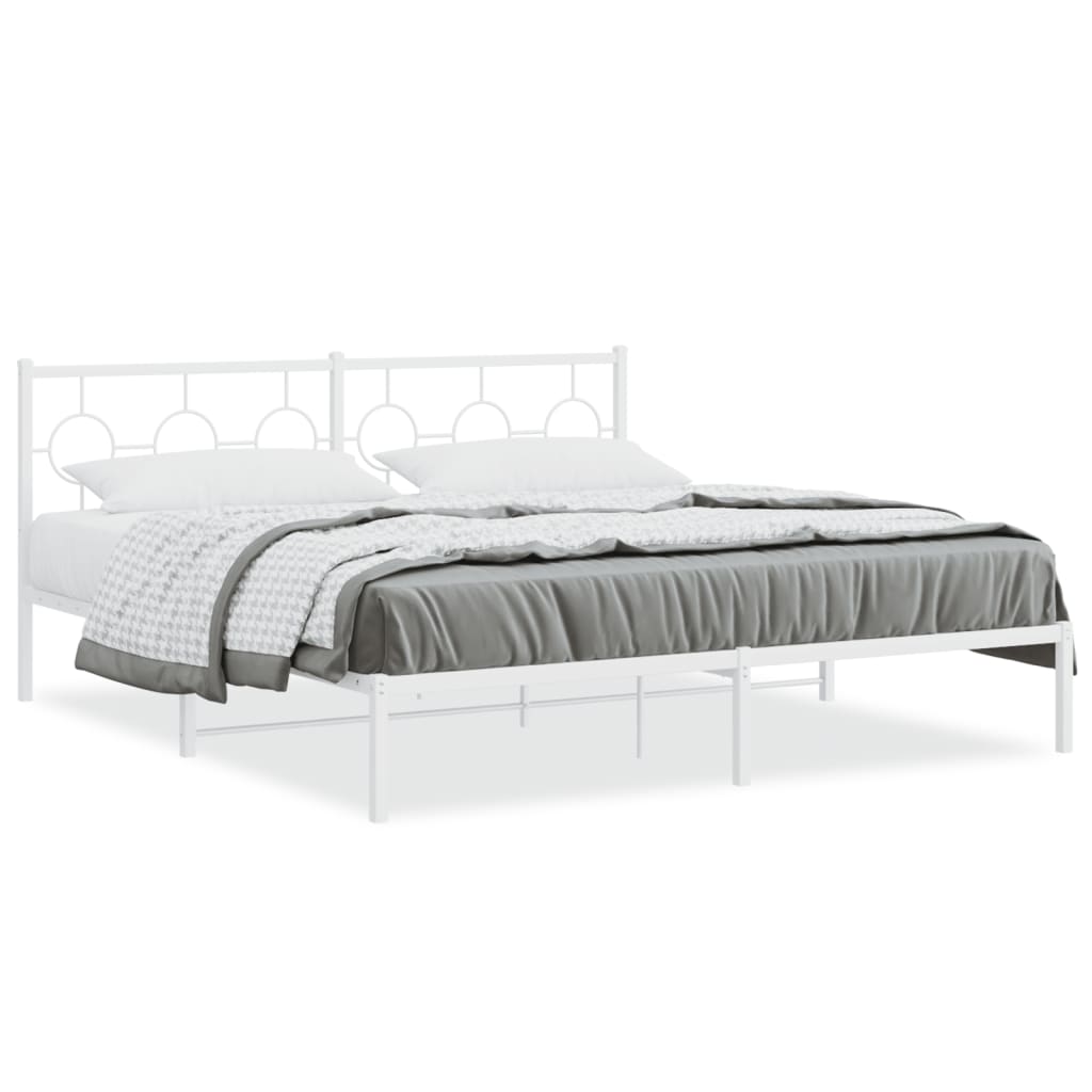 Bedframe met hoofdbord metaal wit 183x213 cm is nu te koop bij PeponiXL, paradijselijk wonen!