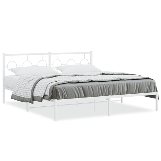 Bedframe met hoofdbord metaal wit 183x213 cm is nu te koop bij PeponiXL, paradijselijk wonen!