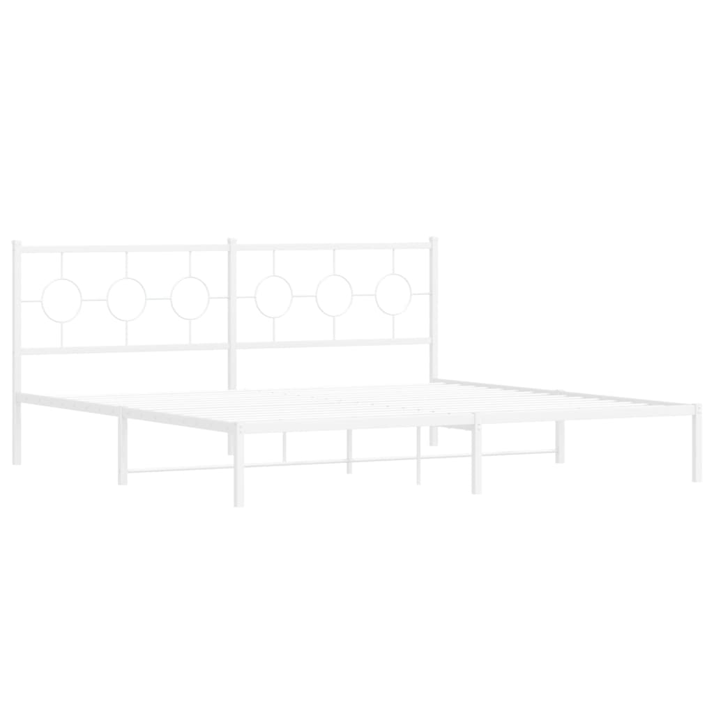 Bedframe met hoofdbord metaal wit 193x203 cm is nu te koop bij PeponiXL, paradijselijk wonen!