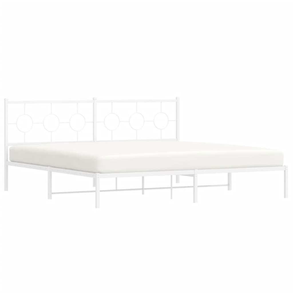 Bedframe met hoofdbord metaal wit 193x203 cm is nu te koop bij PeponiXL, paradijselijk wonen!