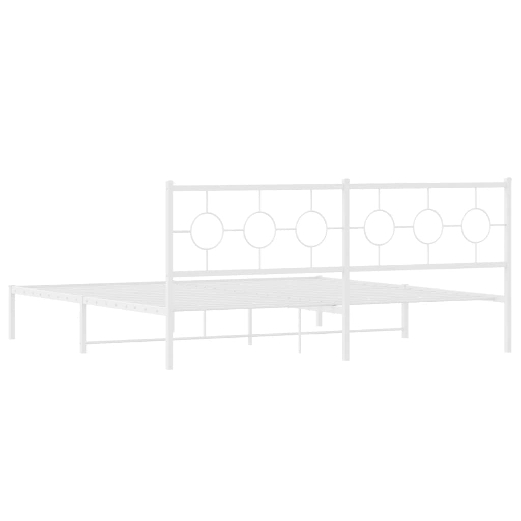Bedframe met hoofdbord metaal wit 193x203 cm is nu te koop bij PeponiXL, paradijselijk wonen!