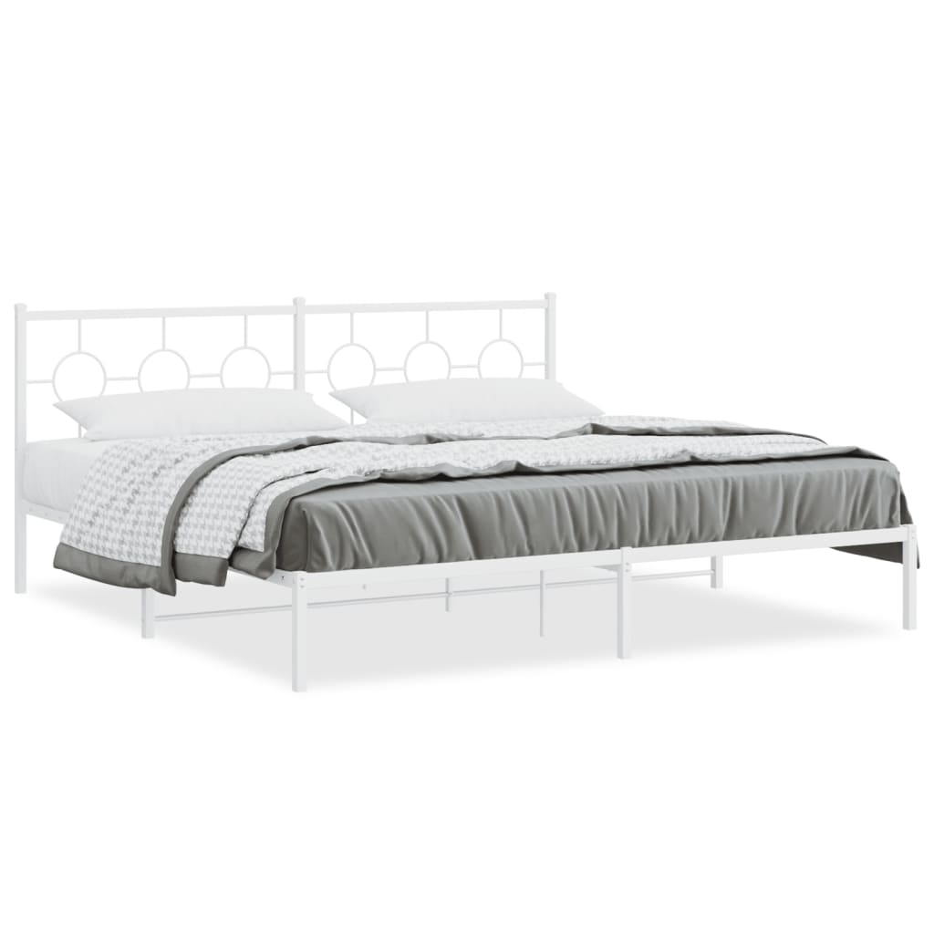 Bedframe met hoofdbord metaal wit 193x203 cm is nu te koop bij PeponiXL, paradijselijk wonen!