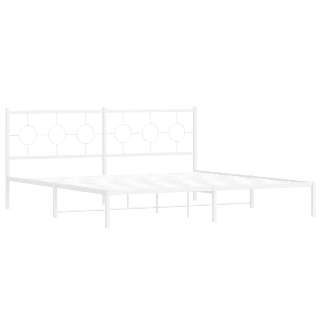 Bedframe met hoofdbord metaal wit 200x200 cm is nu te koop bij PeponiXL, paradijselijk wonen!