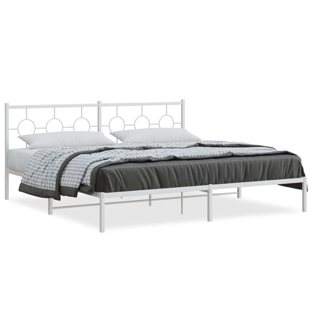 Bedframe met hoofdbord metaal wit 200x200 cm is nu te koop bij PeponiXL, paradijselijk wonen!