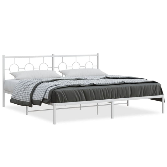 Bedframe met hoofdbord metaal wit 200x200 cm is nu te koop bij PeponiXL, paradijselijk wonen!
