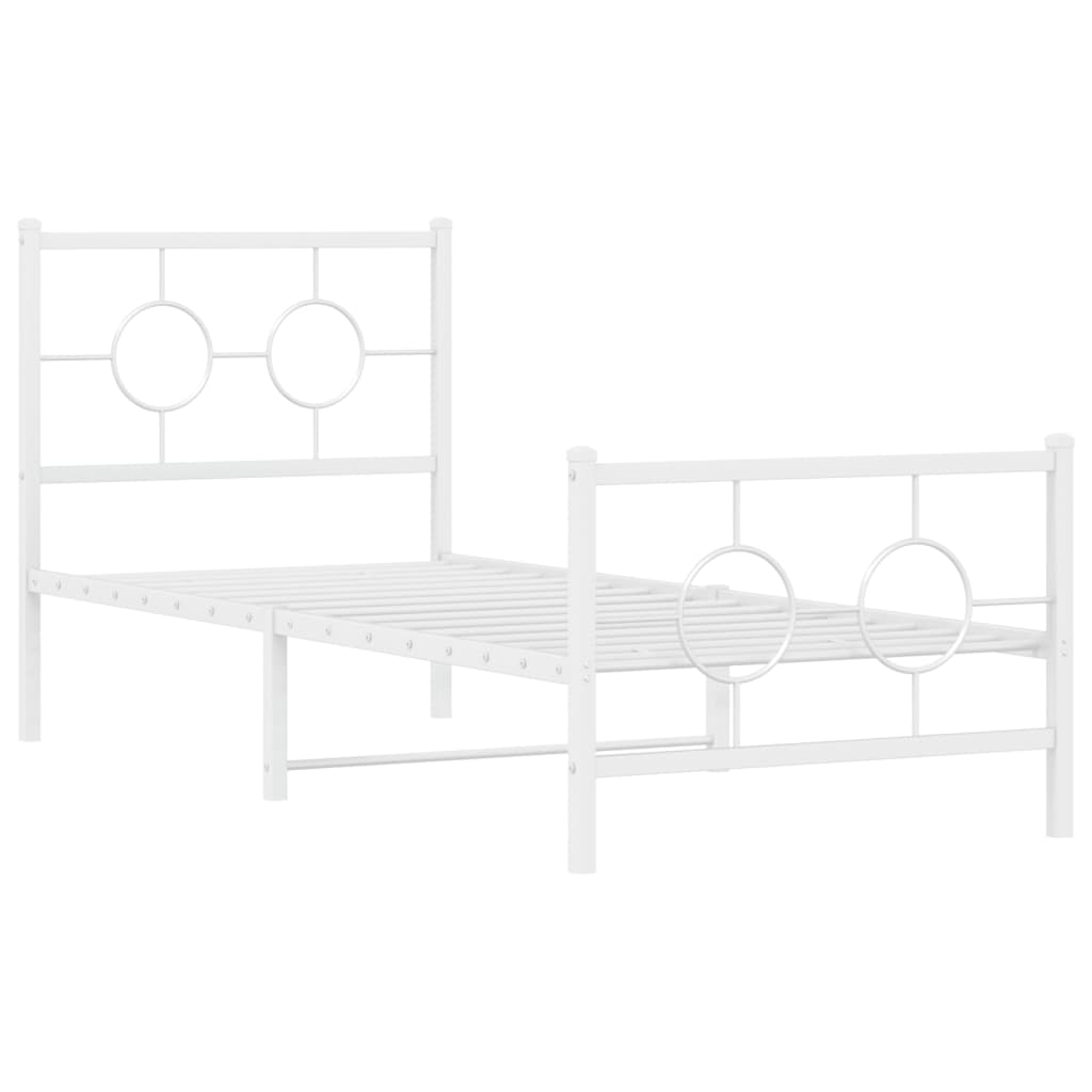 Bedframe met hoofd- en voeteneinde metaal wit 80x200 cm is nu te koop bij PeponiXL, paradijselijk wonen!