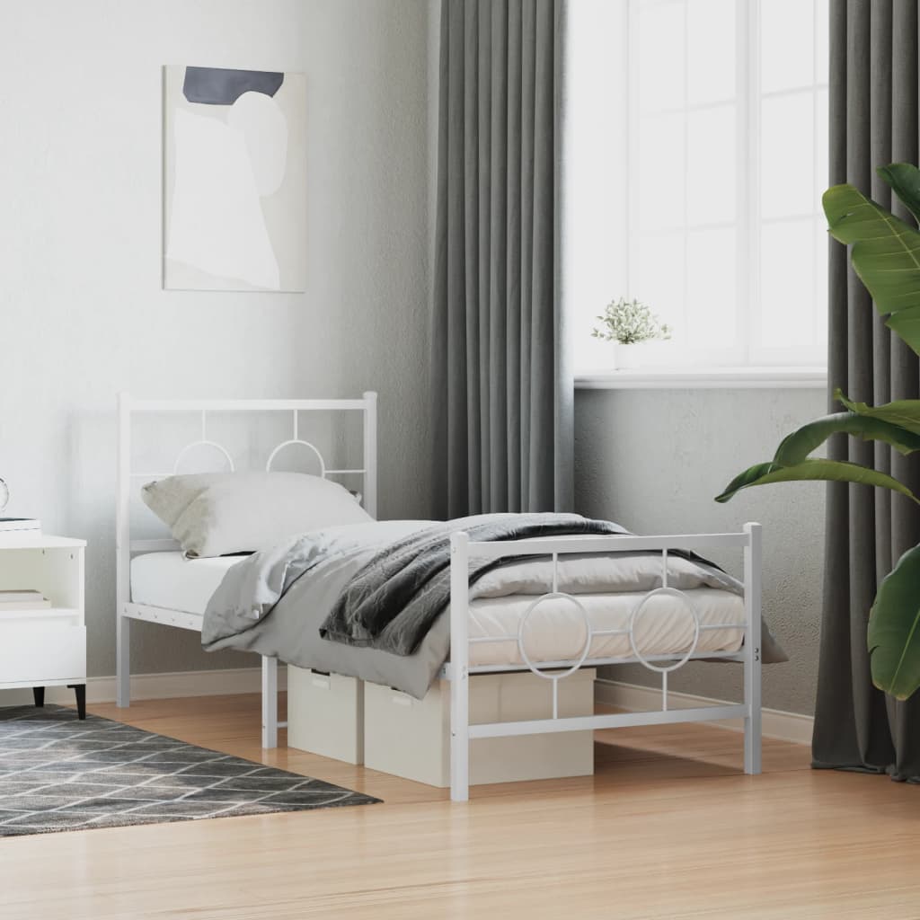 Bedframe met hoofd- en voeteneinde metaal wit 80x200 cm is nu te koop bij PeponiXL, paradijselijk wonen!