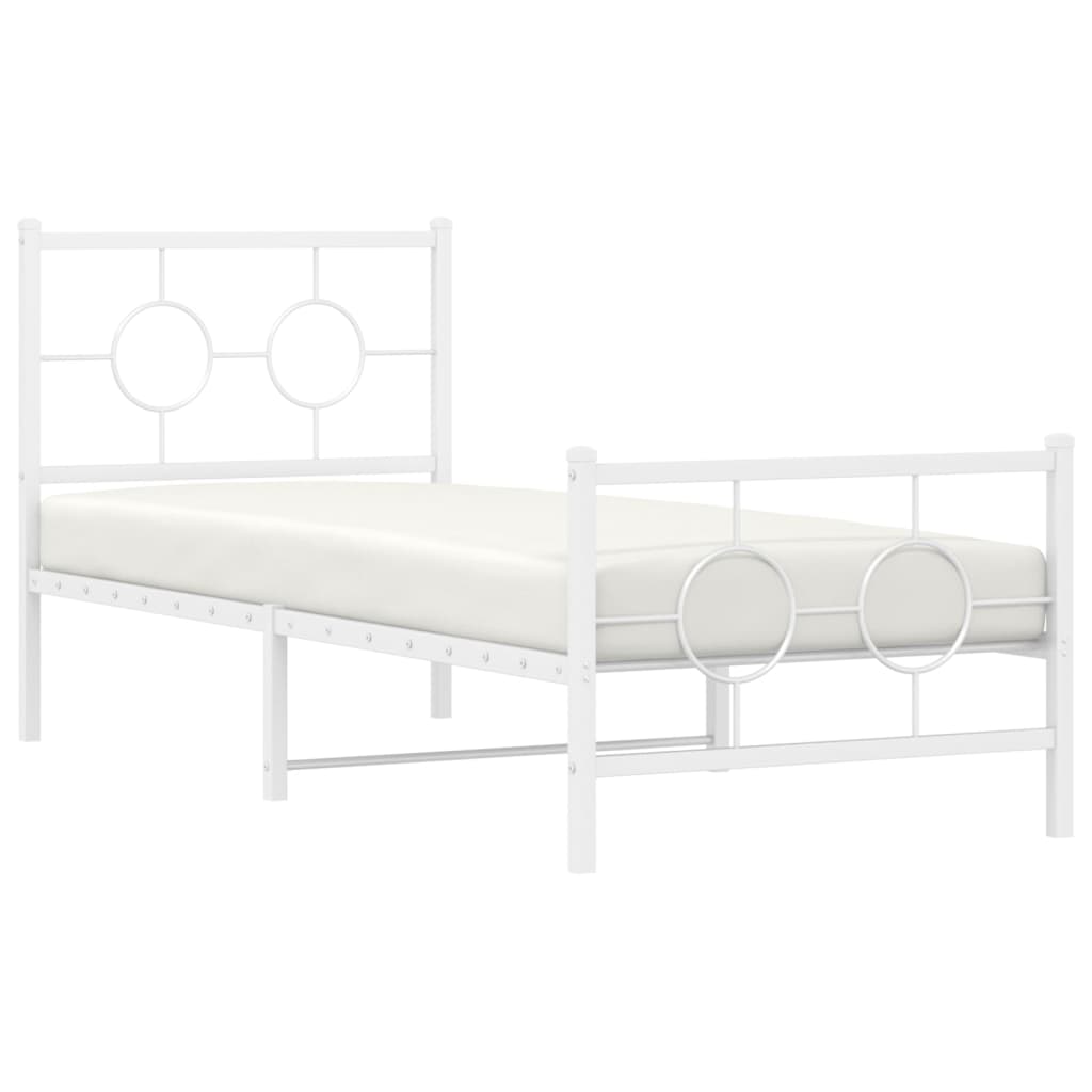 Bedframe met hoofd- en voeteneinde metaal wit 80x200 cm is nu te koop bij PeponiXL, paradijselijk wonen!