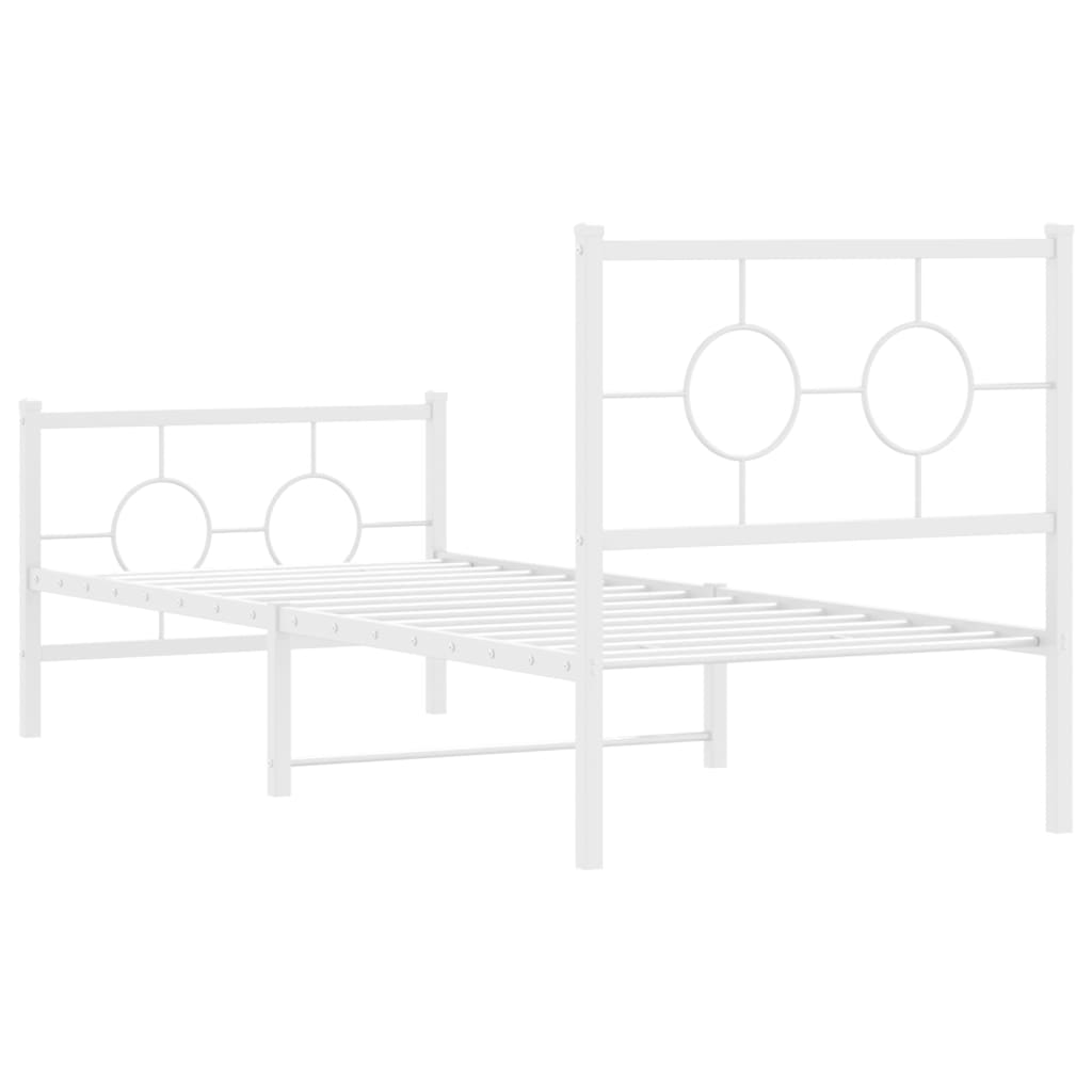 Bedframe met hoofd- en voeteneinde metaal wit 80x200 cm is nu te koop bij PeponiXL, paradijselijk wonen!