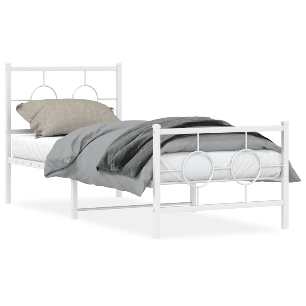 Bedframe met hoofd- en voeteneinde metaal wit 80x200 cm is nu te koop bij PeponiXL, paradijselijk wonen!