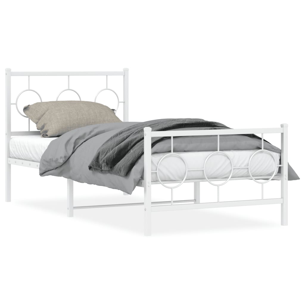 Bedframe met hoofd- en voeteneinde metaal wit 90x190 cm is nu te koop bij PeponiXL, paradijselijk wonen!