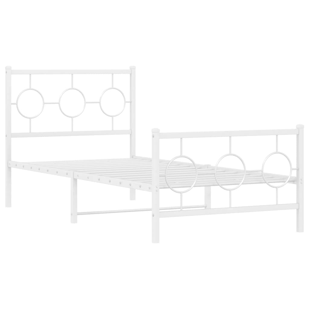 Bedframe met hoofd- en voeteneinde metaal wit 90x190 cm is nu te koop bij PeponiXL, paradijselijk wonen!