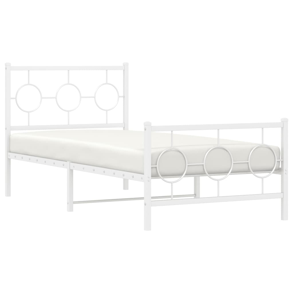 Bedframe met hoofd- en voeteneinde metaal wit 90x190 cm is nu te koop bij PeponiXL, paradijselijk wonen!
