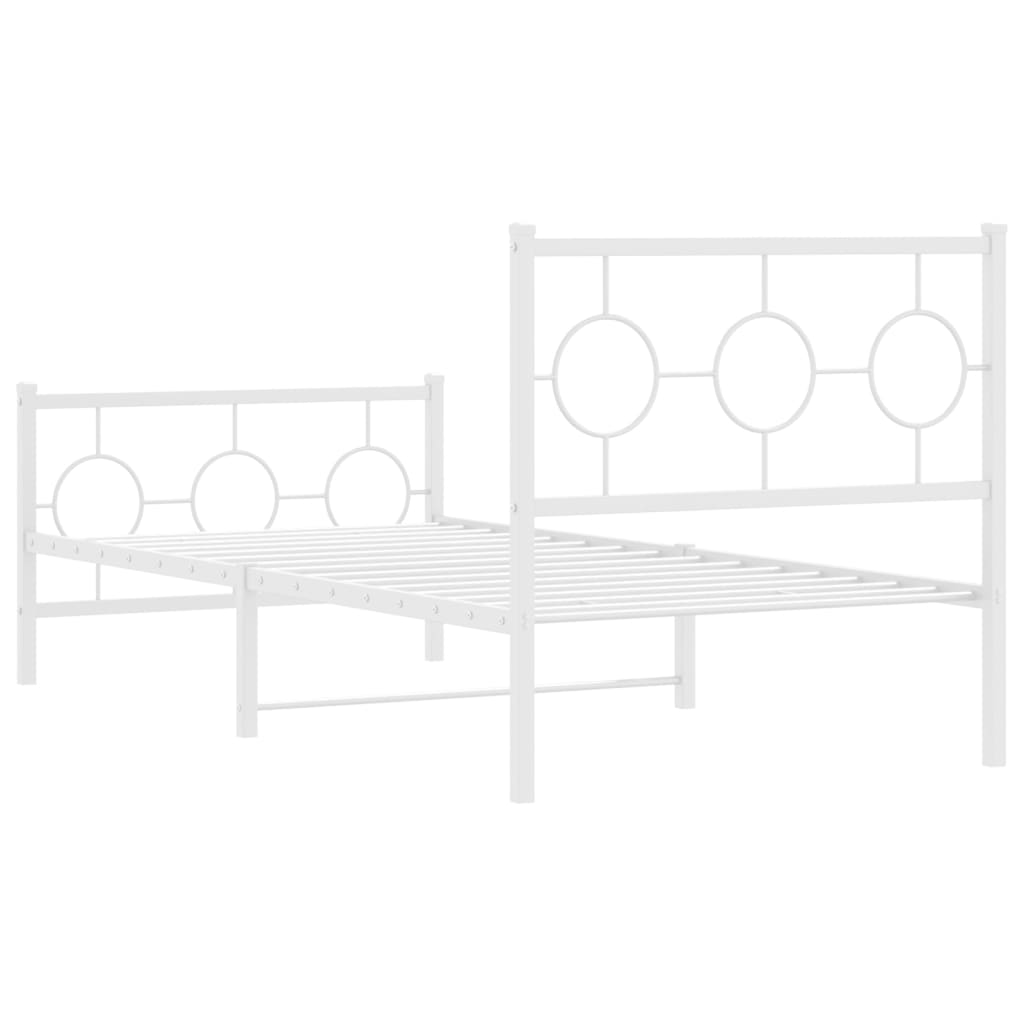 Bedframe met hoofd- en voeteneinde metaal wit 90x190 cm is nu te koop bij PeponiXL, paradijselijk wonen!