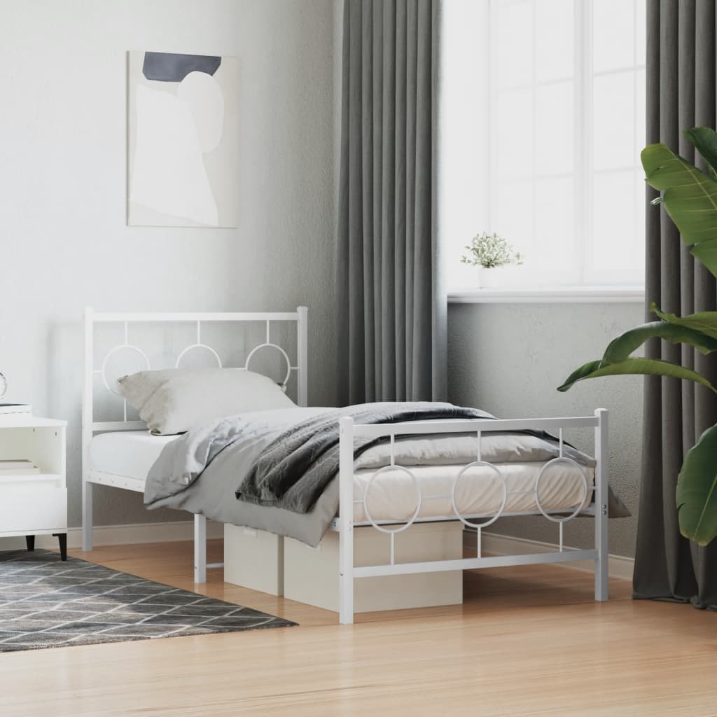 Bedframe met hoofd- en voeteneinde metaal wit 90x190 cm is nu te koop bij PeponiXL, paradijselijk wonen!