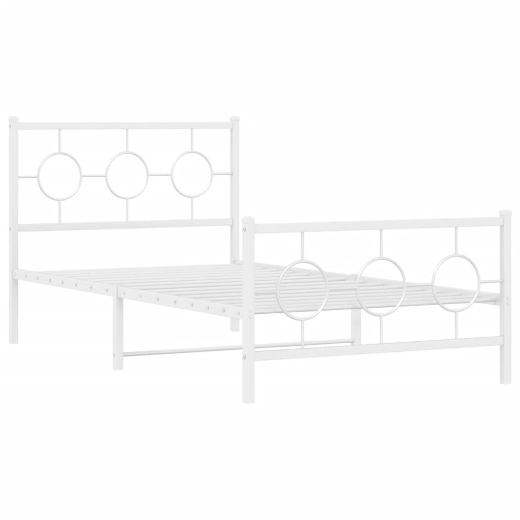 Bedframe met hoofd- en voeteneinde metaal wit 100x190 cm is nu te koop bij PeponiXL, paradijselijk wonen!