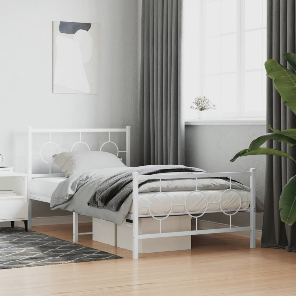 Bedframe met hoofd- en voeteneinde metaal wit 100x190 cm is nu te koop bij PeponiXL, paradijselijk wonen!