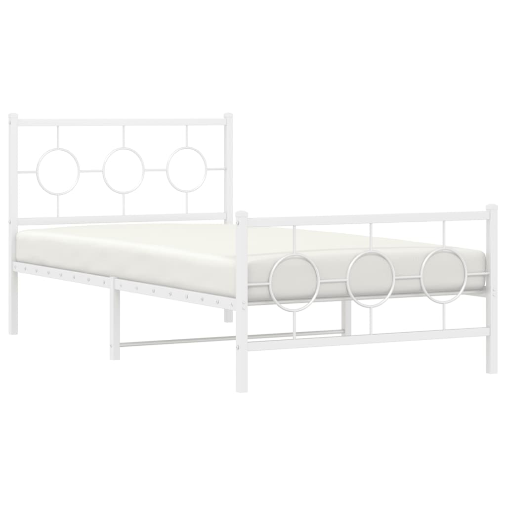 Bedframe met hoofd- en voeteneinde metaal wit 100x190 cm is nu te koop bij PeponiXL, paradijselijk wonen!