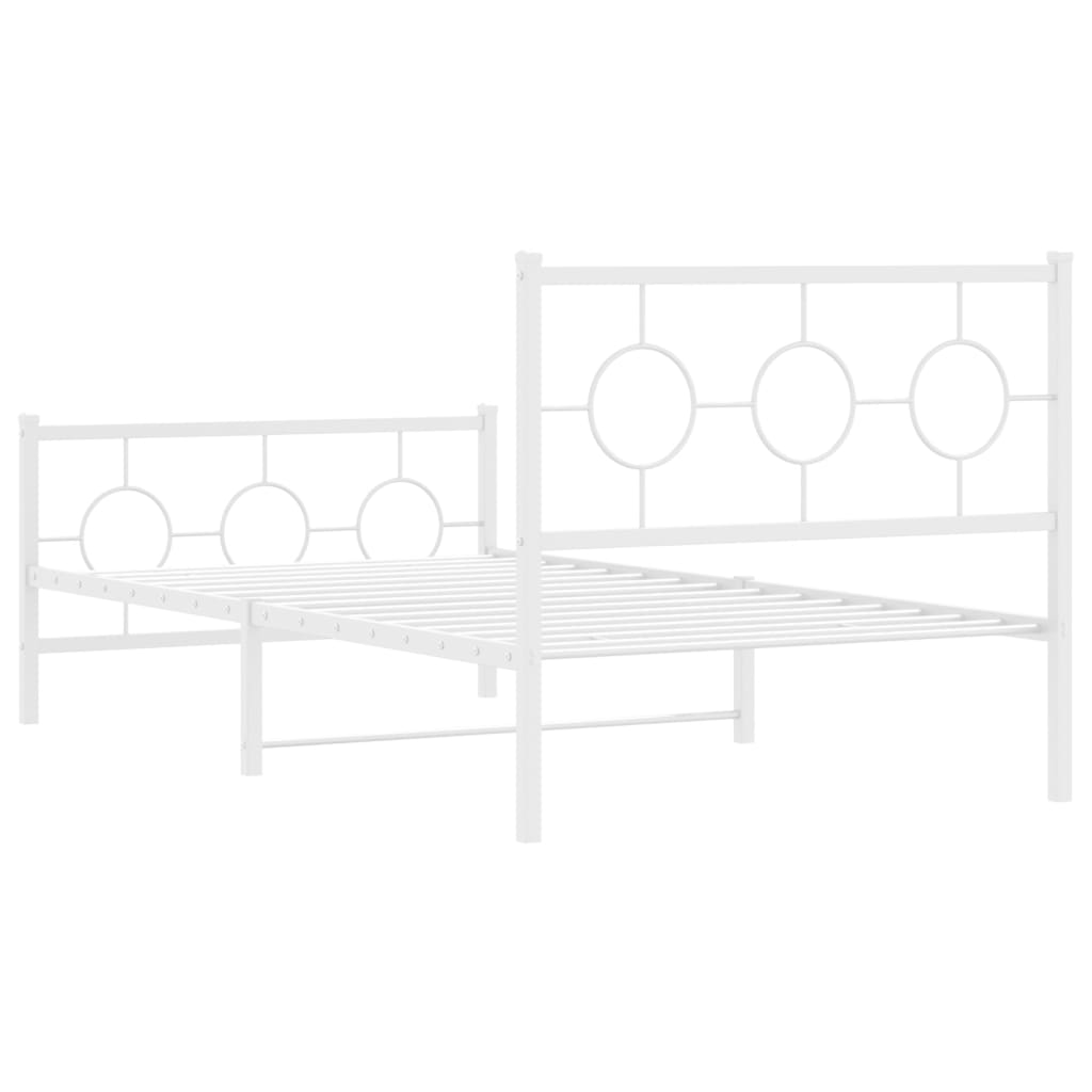 Bedframe met hoofd- en voeteneinde metaal wit 100x190 cm is nu te koop bij PeponiXL, paradijselijk wonen!