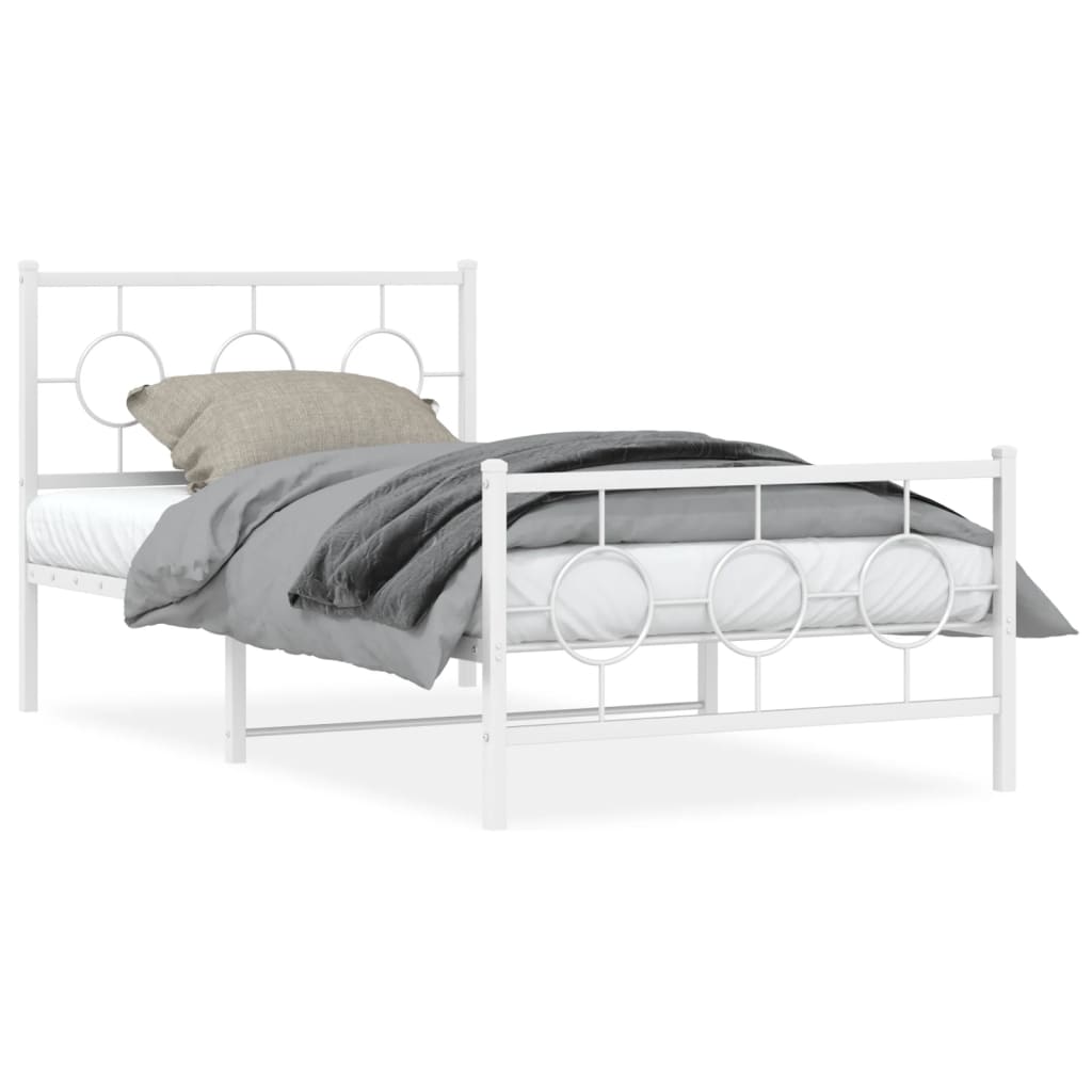 Bedframe met hoofd- en voeteneinde metaal wit 100x190 cm is nu te koop bij PeponiXL, paradijselijk wonen!