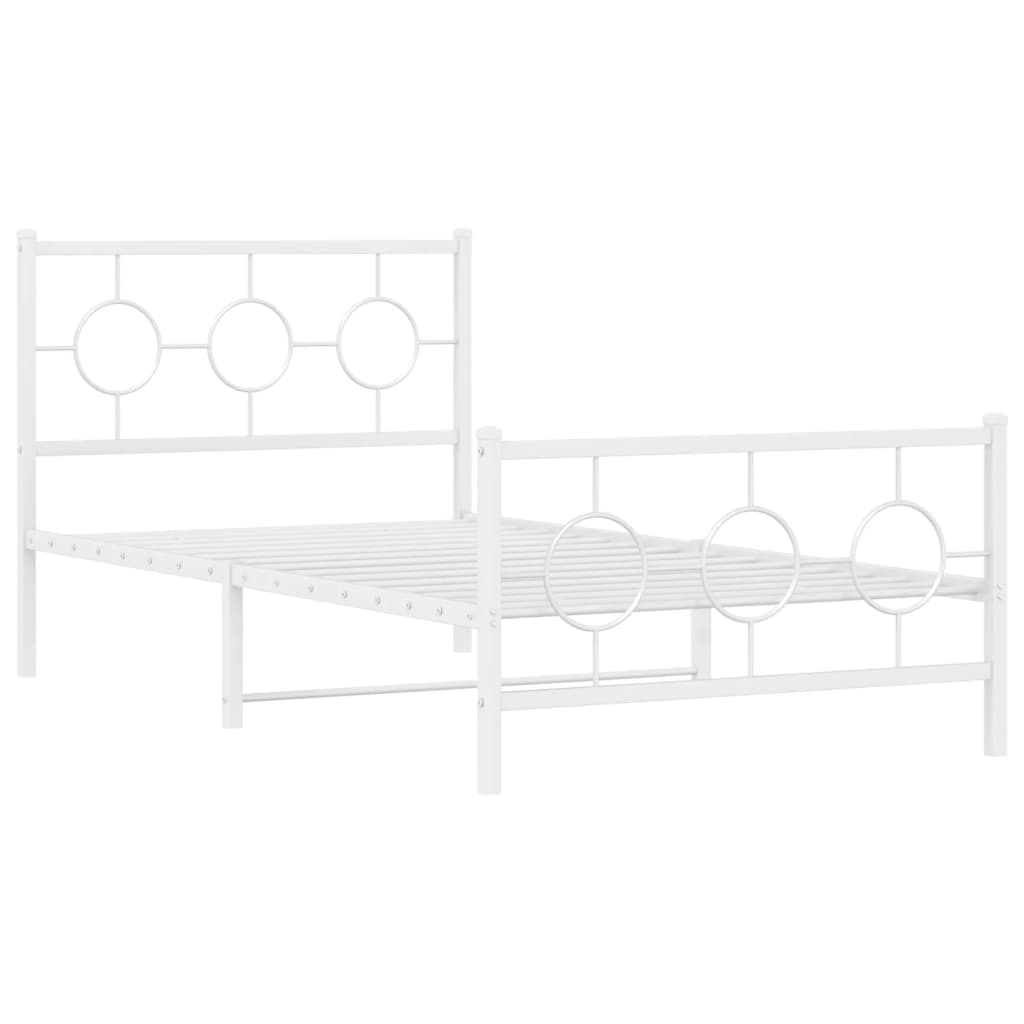 Bedframe met hoofd- en voeteneinde metaal wit 100x200 cm is nu te koop bij PeponiXL, paradijselijk wonen!