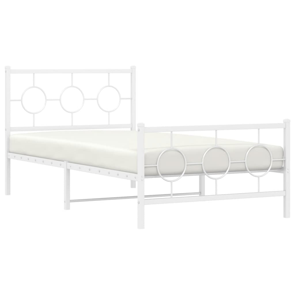 Bedframe met hoofd- en voeteneinde metaal wit 100x200 cm is nu te koop bij PeponiXL, paradijselijk wonen!