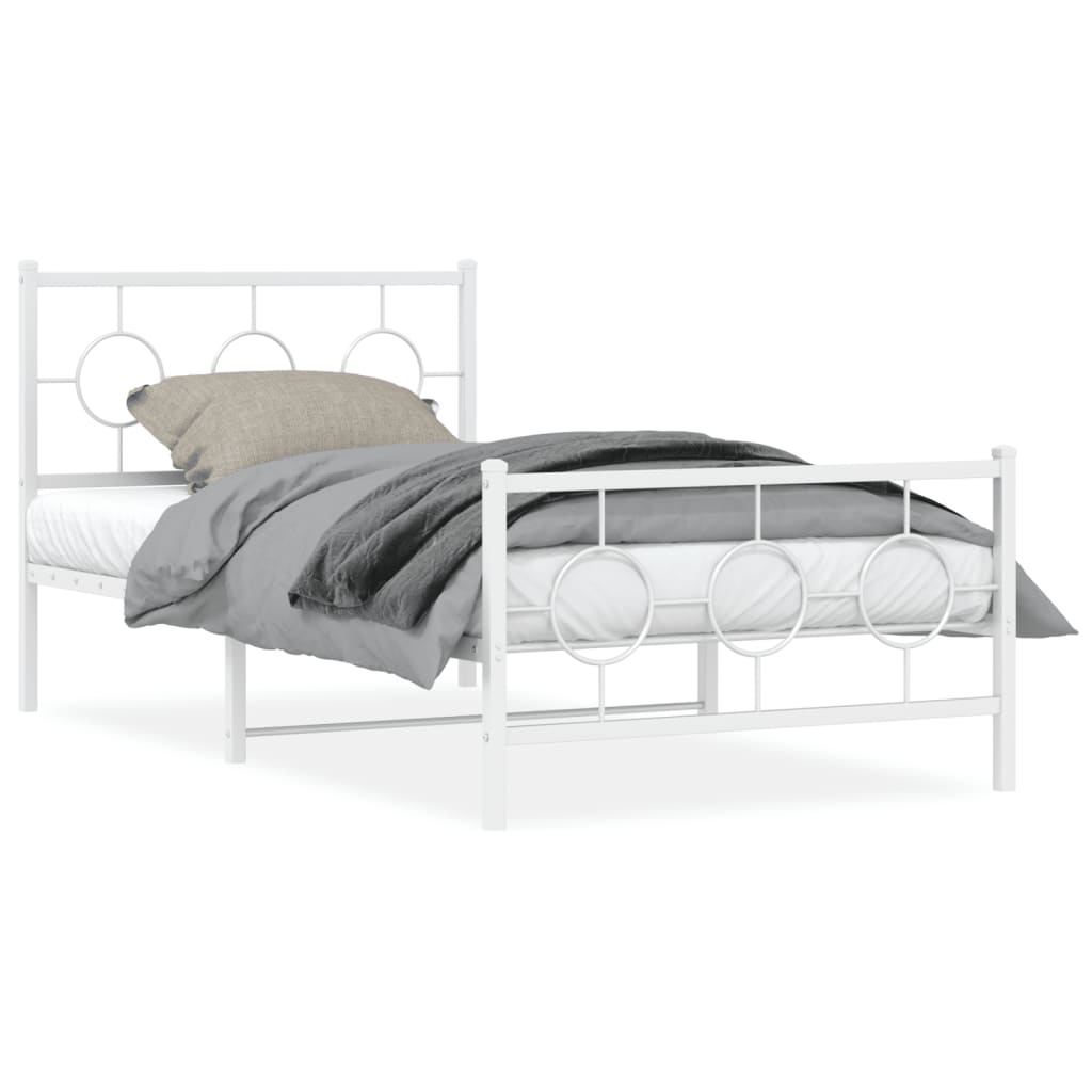 Bedframe met hoofd- en voeteneinde metaal wit 100x200 cm is nu te koop bij PeponiXL, paradijselijk wonen!