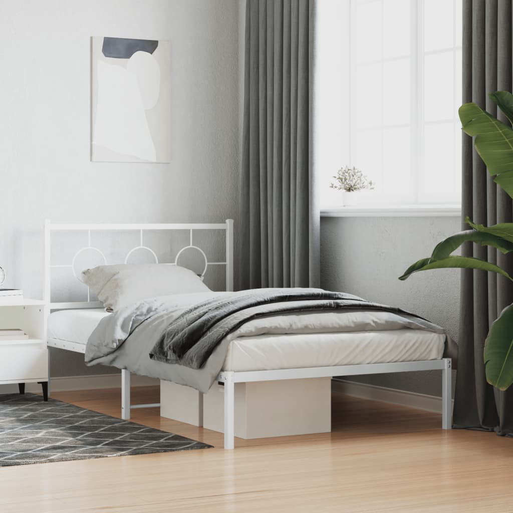Bedframe met hoofd- en voeteneinde metaal wit 107x203 cm is nu te koop bij PeponiXL, paradijselijk wonen!