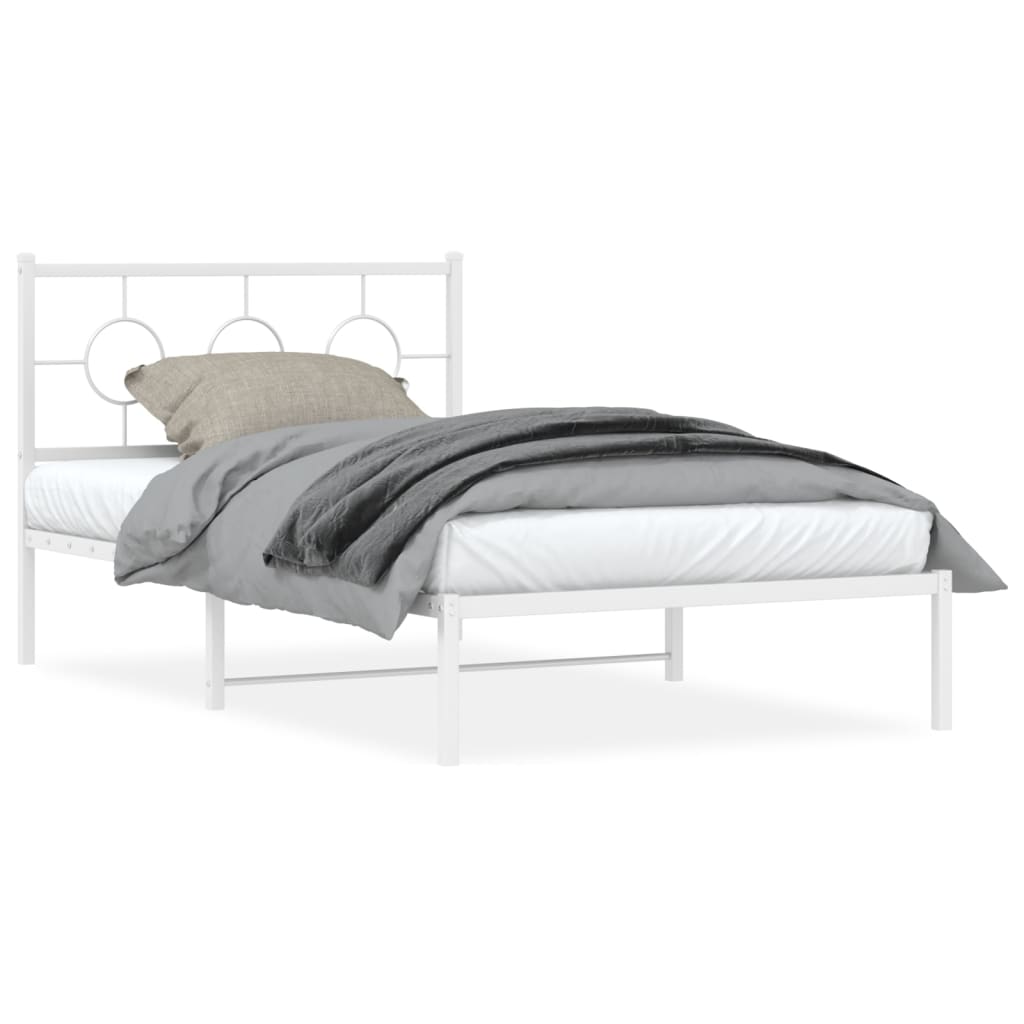 Bedframe met hoofd- en voeteneinde metaal wit 107x203 cm is nu te koop bij PeponiXL, paradijselijk wonen!